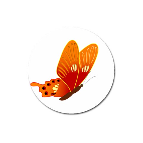 Orange Flame Butterfly Magnet 3  (Round) from ArtsNow.com Front