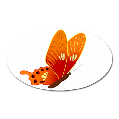 Orange Flame Butterfly Magnet (Oval) from ArtsNow.com Front