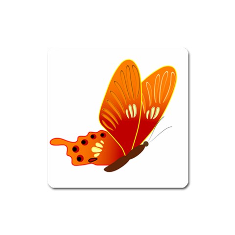 Orange Flame Butterfly Magnet (Square) from ArtsNow.com Front