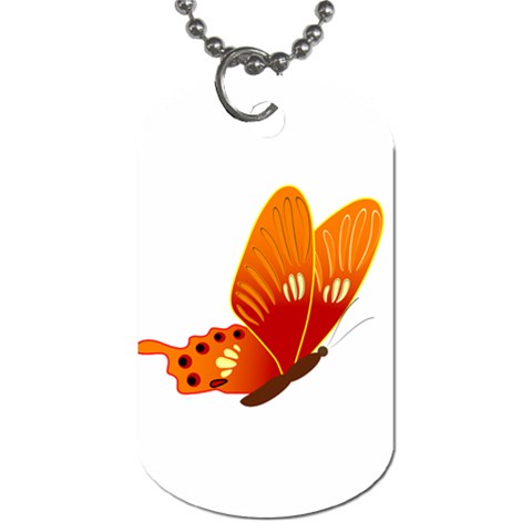 Orange Flame Butterfly Dog Tag (One Side) from ArtsNow.com Front