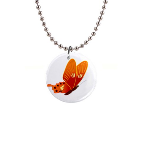 Orange Flame Butterfly 1  Button Necklace from ArtsNow.com Front