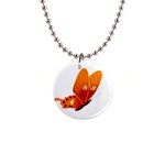 Orange Flame Butterfly 1  Button Necklace