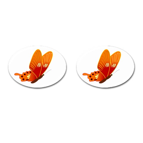 Orange Flame Butterfly Cufflinks (Oval) from ArtsNow.com Front(Pair)