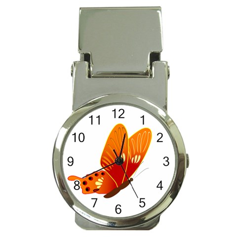 Orange Flame Butterfly Money Clip Watch from ArtsNow.com Front