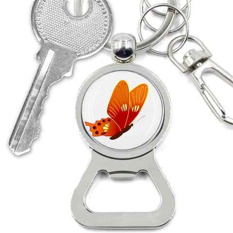 Orange Flame Butterfly Bottle Opener Key Chain from ArtsNow.com Front