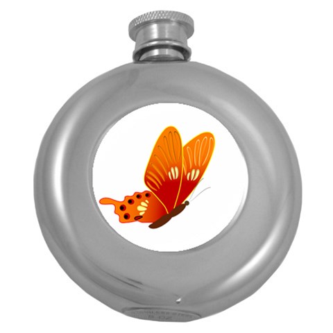 Orange Flame Butterfly Hip Flask (5 oz) from ArtsNow.com Front