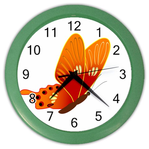 Orange Flame Butterfly Color Wall Clock from ArtsNow.com Front