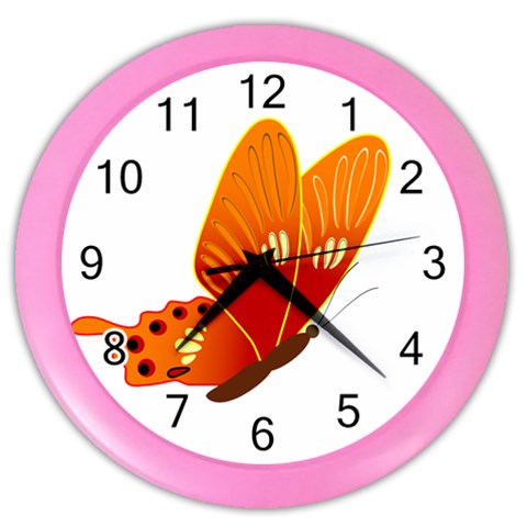 Orange Flame Butterfly Color Wall Clock from ArtsNow.com Front