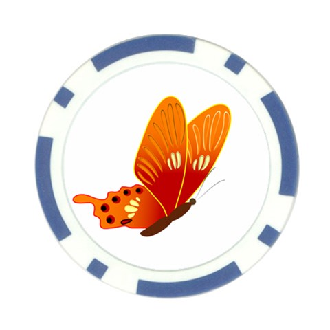 Orange Flame Butterfly Poker Chip Card Guard from ArtsNow.com Front