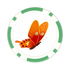 Orange Flame Butterfly Poker Chip Card Guard from ArtsNow.com Front