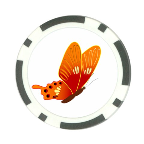 Orange Flame Butterfly Poker Chip Card Guard (10 pack) from ArtsNow.com Front