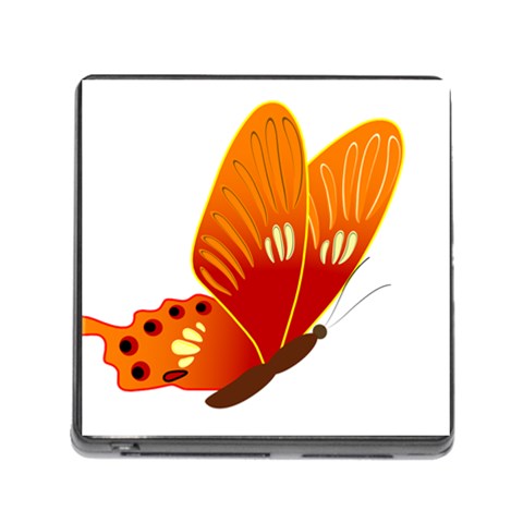 Orange Flame Butterfly Memory Card Reader with Storage (Square) from ArtsNow.com Front