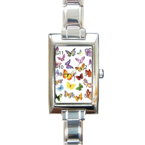 Bright Butterflies Rectangular Italian Charm Watch from ArtsNow.com Front