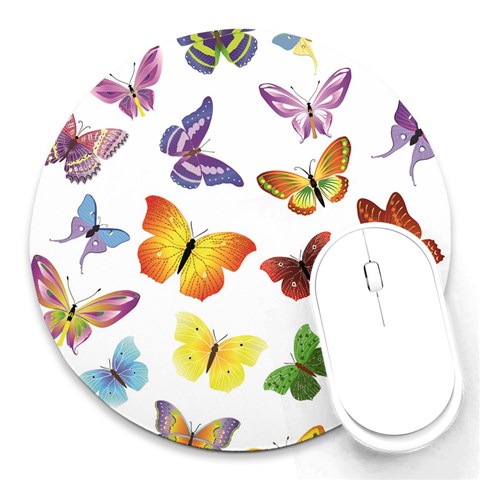 Bright Butterflies Round Mousepad from ArtsNow.com Front