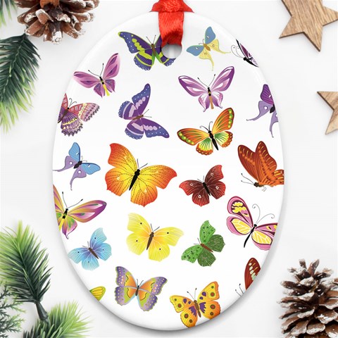 Bright Butterflies Ornament (Oval) from ArtsNow.com Front