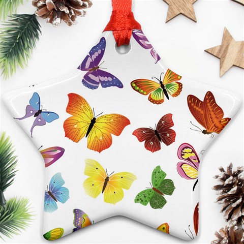 Bright Butterflies Ornament (Star) from ArtsNow.com Front