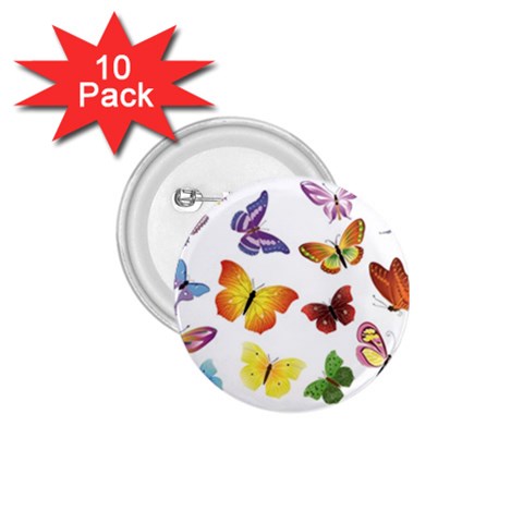 Bright Butterflies 1.75  Button (10 pack)  from ArtsNow.com Front