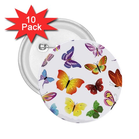 Bright Butterflies 2.25  Button (10 pack) from ArtsNow.com Front