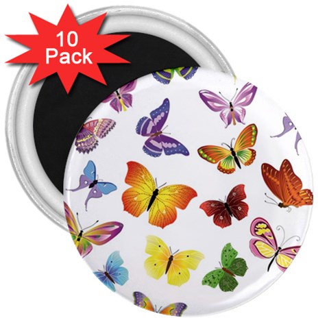 Bright Butterflies 3  Magnet (10 pack) from ArtsNow.com Front