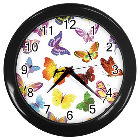 Bright Butterflies Wall Clock (Black) from ArtsNow.com Front