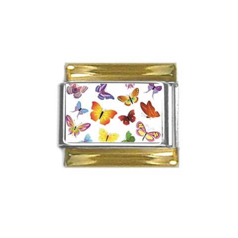 Bright Butterflies Gold Trim Italian Charm (9mm) from ArtsNow.com Front