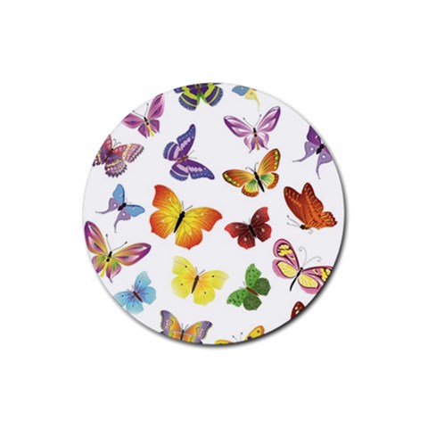 Bright Butterflies Rubber Round Coaster (4 pack) from ArtsNow.com Front