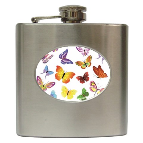 Bright Butterflies Hip Flask (6 oz) from ArtsNow.com Front