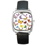 Bright Butterflies Square Metal Watch