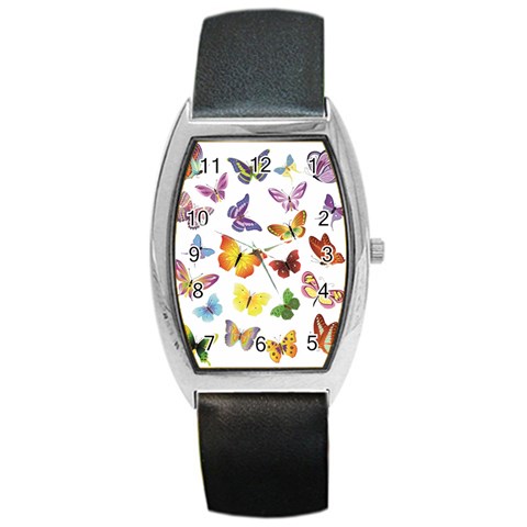 Bright Butterflies Barrel Style Metal Watch from ArtsNow.com Front