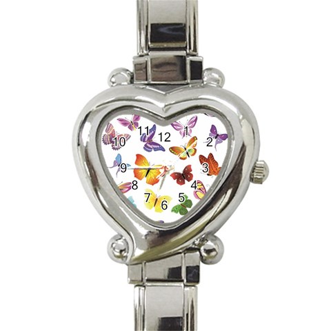 Bright Butterflies Heart Italian Charm Watch from ArtsNow.com Front