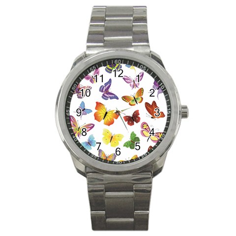 Bright Butterflies Sport Metal Watch from ArtsNow.com Front