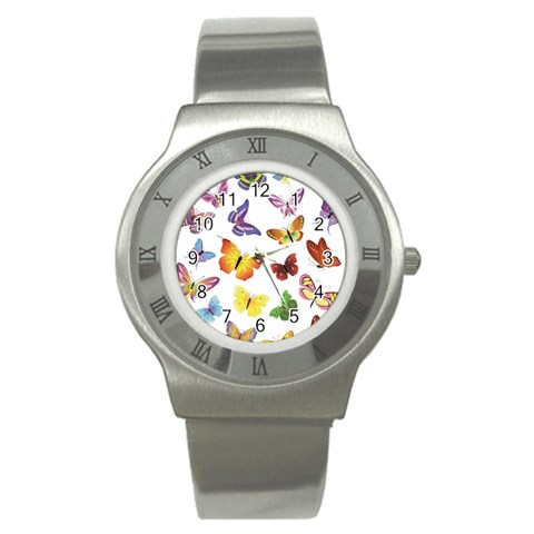 Bright Butterflies Stainless Steel Watch from ArtsNow.com Front