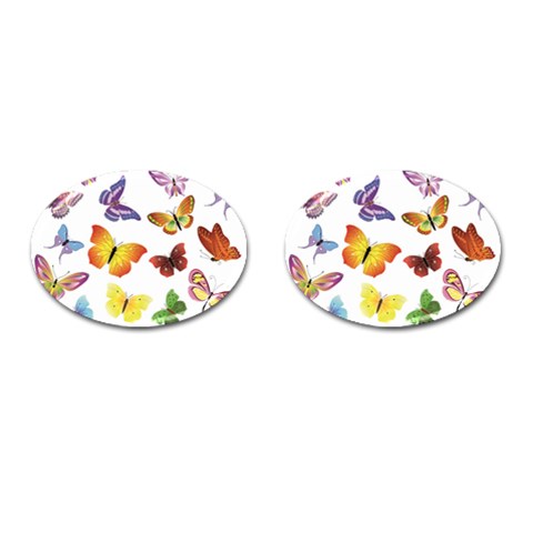 Bright Butterflies Cufflinks (Oval) from ArtsNow.com Front(Pair)