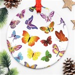 Bright Butterflies Round Ornament (Two Sides)