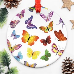 Bright Butterflies Round Ornament (Two Sides) from ArtsNow.com Back