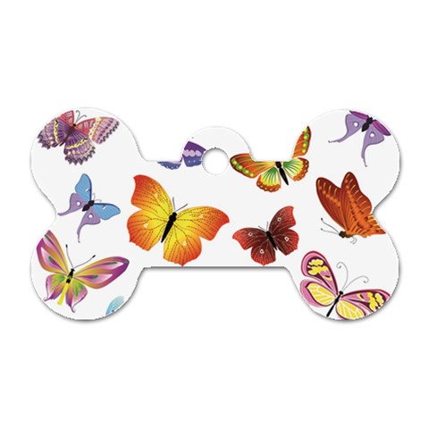 Bright Butterflies Dog Tag Bone (Two Sides) from ArtsNow.com Front