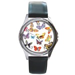 Bright Butterflies 2 Round Metal Watch