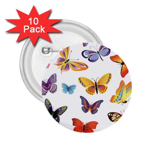 Bright Butterflies 2 2.25  Button (10 pack) from ArtsNow.com Front