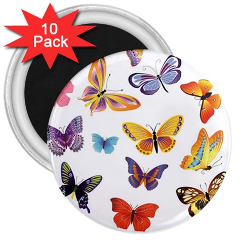 Bright Butterflies 2 3  Magnet (10 pack) from ArtsNow.com Front