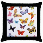 Bright Butterflies 2 Throw Pillow Case (Black)