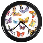 Bright Butterflies 2 Wall Clock (Black)