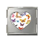 Bright Butterflies 2 Mega Link Heart Italian Charm (18mm)