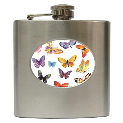 Bright Butterflies 2 Hip Flask (6 oz) from ArtsNow.com Front