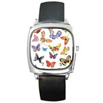 Bright Butterflies 2 Square Metal Watch