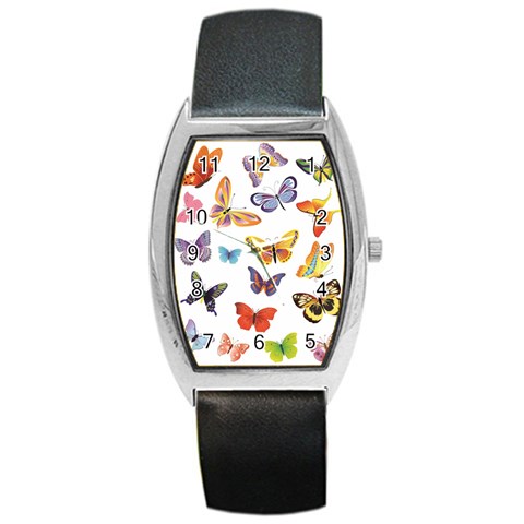 Bright Butterflies 2 Barrel Style Metal Watch from ArtsNow.com Front