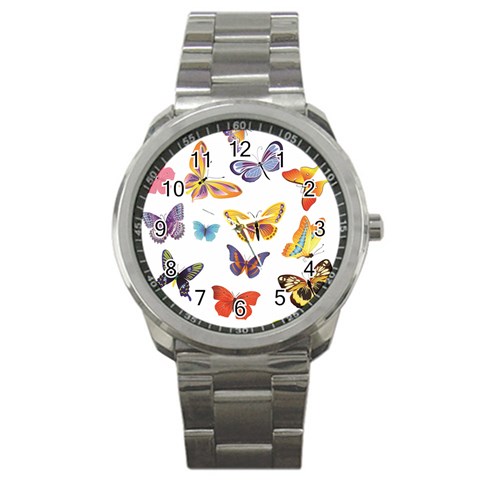 Bright Butterflies 2 Sport Metal Watch from ArtsNow.com Front