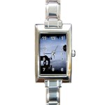 Moose in Peaceful Waters Rectangular Italian Charm Watch