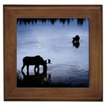 Moose in Peaceful Waters Framed Tile