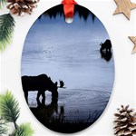 Moose in Peaceful Waters Ornament (Oval)