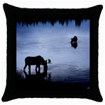 Moose in Peaceful Waters Throw Pillow Case (Black)